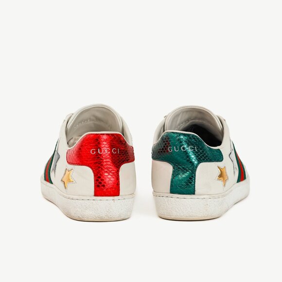Gucci Ace Stars White Leather Low-Top Sneakers - Picture 3 of 13